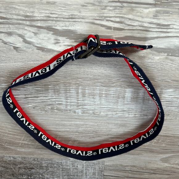 Levi’s Red White Blue Logo Web Belt Vintage Y2K Kid Size 29.5” - Picture 4 of 4